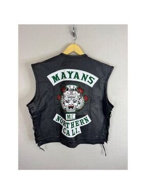 Mayans MC Northern Cali Leather Motorcycle Vest Men L President Patches Black